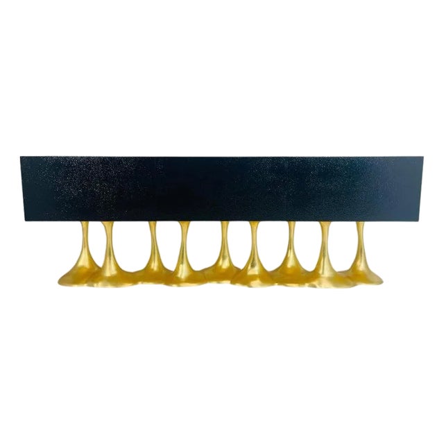 “Janus” Black Lacquer & Gold Leaf Sculptural Sideboard by Karpa For Sale
