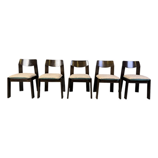 Vintage Brutalist Dining Chairs, 1970s, Set of 5 For Sale