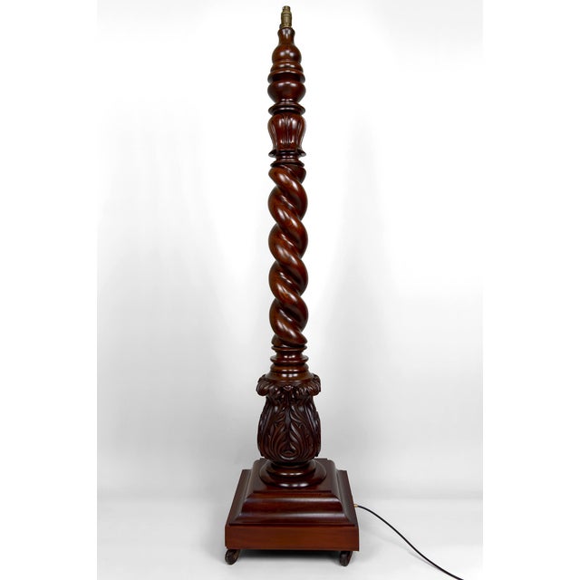 Victorian Tudor Style Twisted Column Floor Lamp in Walnut, United Kingdom, 1900s For Sale - Image 4 of 18