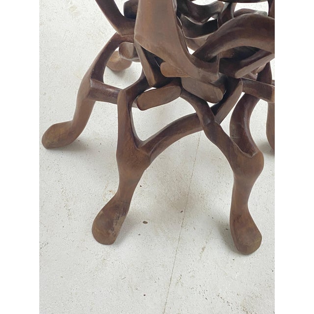 Large Ceramic Vide Poche on Tripod Base in Wood with Sculpted Birds, France, 1960s For Sale - Image 11 of 14