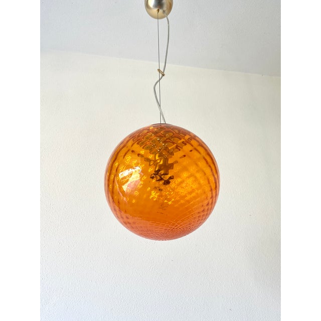 Orange Murano Glass Baloton Pendant Lamp, 1980s For Sale - Image 9 of 17