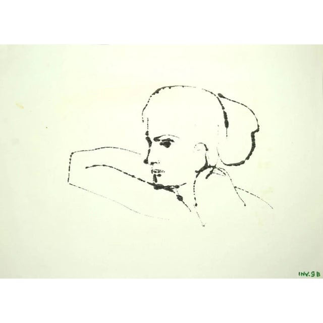 Figure is an original black marker drawing on ivory-colored paper realized by Leo Guida in 1970s. The state of...