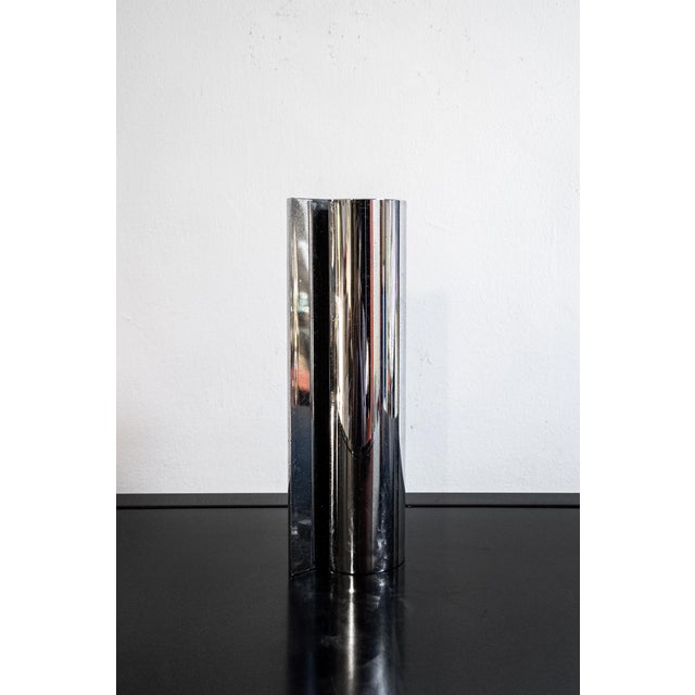1970s Chromed Convex Double Vase by E. Radaelli for Lamperti Robbiate, 1970s For Sale - Image 5 of 5