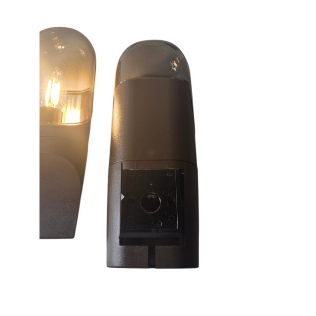 Vintage Space Age Wall Lamps in Smoked Glass, 1970s, Set of 2 For Sale - Image 12 of 15