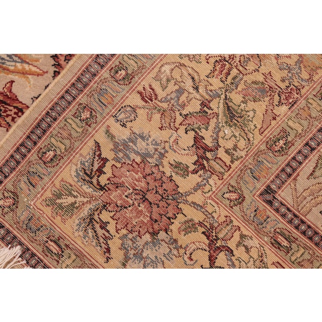 Textile Shabby Chic 1990's Floral Pak-Persian Taupe/Pink Wool Rug - 6'0'' X 8'9'' For Sale - Image 7 of 9