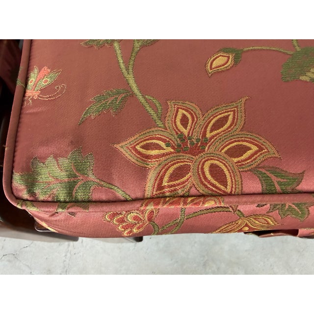 Vintage Chinese Ming Style Mahogany Stools With Floral Cushions – A Pair For Sale - Image 14 of 18