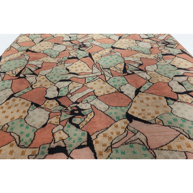 Beige Doris Leslie Blau Vintage French Art Deco Abstract Cream Beige Hand-Knotted Rug For Sale - Image 8 of 10