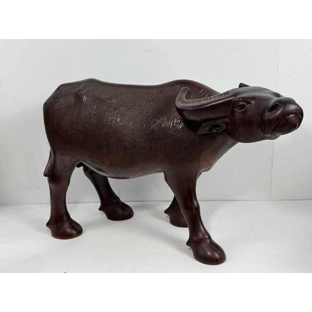 Mid 20th Century Mid Century Large Hand Carved Water Buffalo For Sale - Image 5 of 8