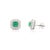 Art Deco 14k Gold Statement Emerald & Diamond Halo Earrings Wedding Gift- A Pair For Sale - Image 3 of 11