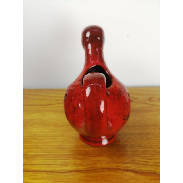 Ceramic Mid-Century Red Glazed Duck Pot For Sale - Image 7 of 11