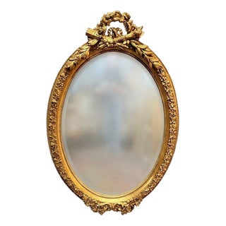 French Rococo Style Oval Mirror For Sale