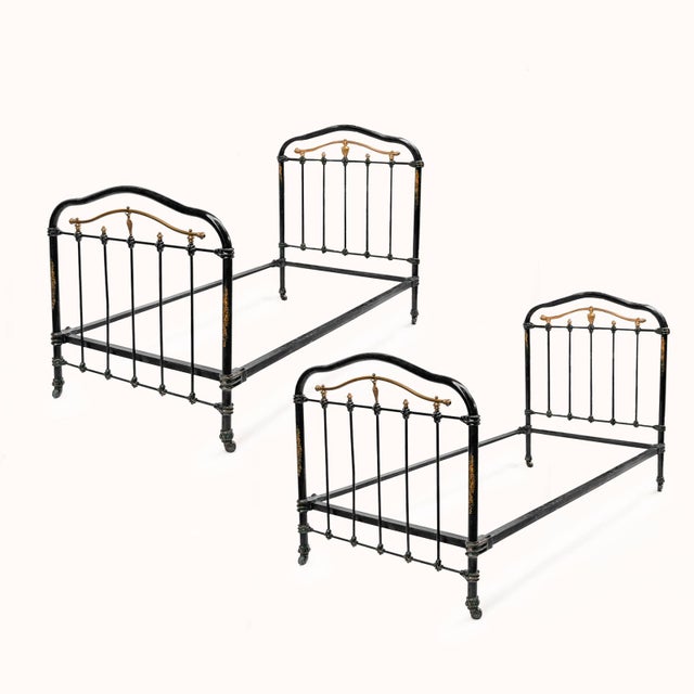 Cast Iron Single Beds in Black and Gold, 1890s, Set of 2 For Sale - Image 10 of 10