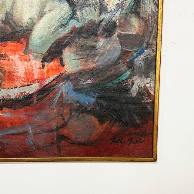 Paint C. 1960s Martha Moore Modernist Expressionist Oil For Sale - Image 7 of 10