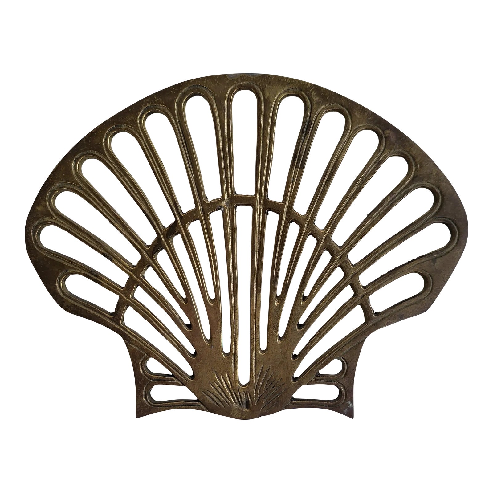 1970s Brass Scallop Shell Trivet | Chairish