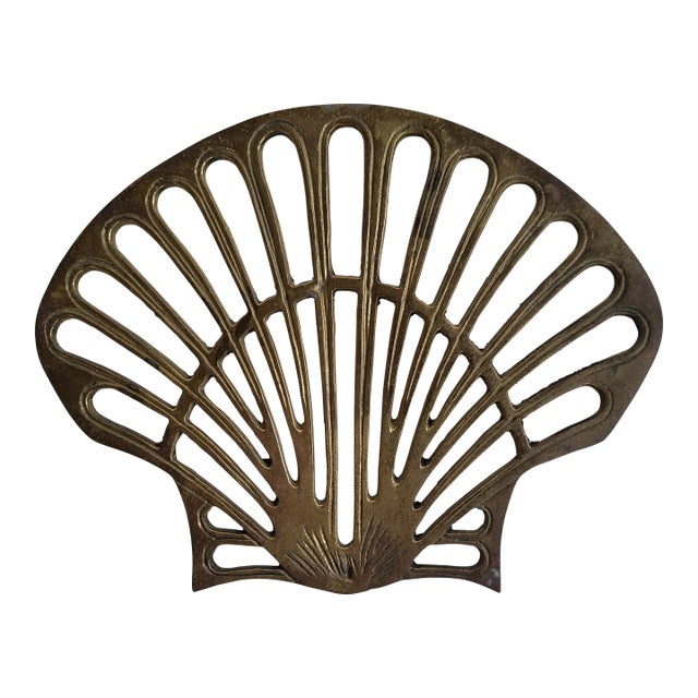 1970s Brass Scallop Shell Trivet For Sale