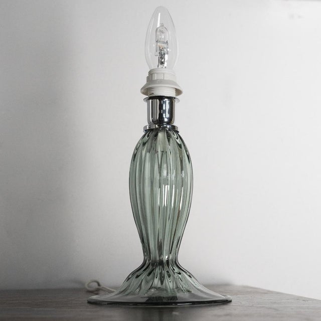 Murano Glass Table Lamp in Green Color, Italy, 1980s For Sale - Image 4 of 14