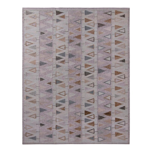 Rug & Kilim’s Scandinavian Geometric Purple & Blue Outdoor Rug - 14'x20' For Sale