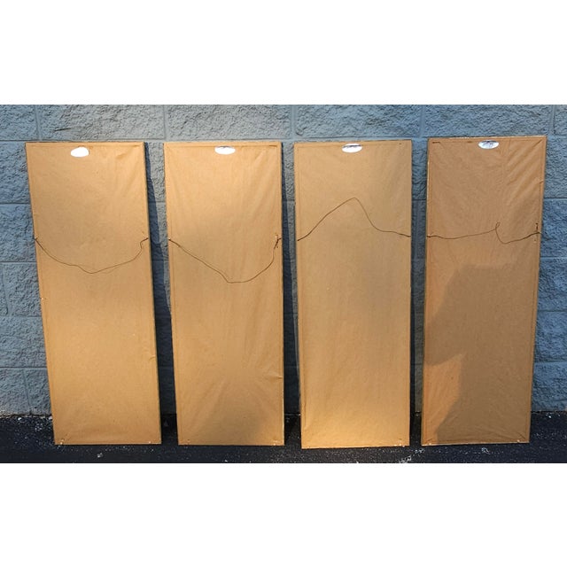 Set of Four 20th Century Asian Style Watercolor Painted Wall Panels For Sale - Image 10 of 10