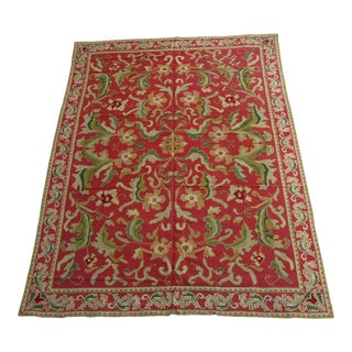 1920 Antique Botanical Needlepoint Rug For Sale
