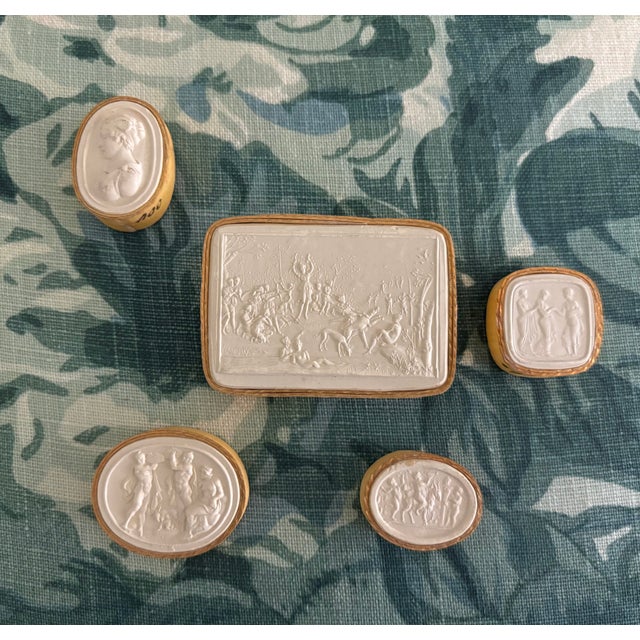 Antique Italian Grand Tour Plaster Intaglios - Set of 5 (Group #3) For Sale - Image 14 of 16