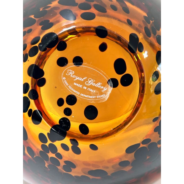 Italian Crystal Tortoiseshell Bowl – Amber Art Glass Catchall – Hollywood Regency Decor For Sale In Louisville - Image 6 of 7