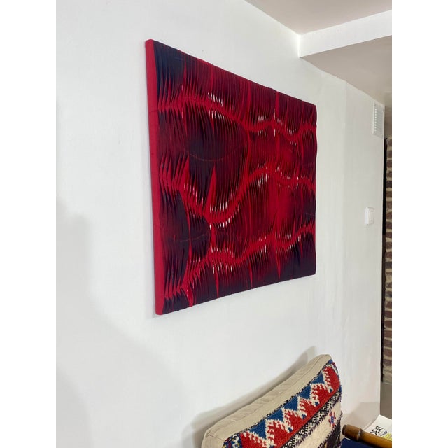 Textile sculpture painting with a wave and relief effect achieved through the magic of pleating. Ref: TORNADO Paintings...