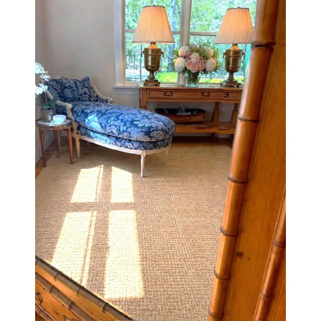 Blue Custom Painted Chaise Lounge Chair Upholstered in Blue and Cream Ralph Lauren For Sale - Image 8 of 18