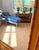 Blue Custom Painted Chaise Lounge Chair Upholstered in Blue and Cream Ralph Lauren For Sale - Image 8 of 18