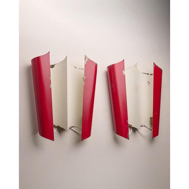 Red Metal Wall Sconce by Bruno Gatta for Stilnovo, 1950s For Sale - Image 12 of 16