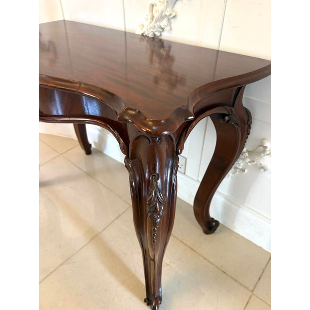 Wood Antique Victorian Mahogany Serpentine Console Hall Table, 1850 For Sale - Image 7 of 10