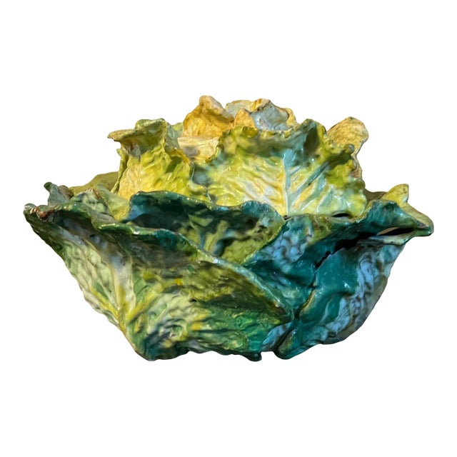 Antique 18th Century French Faience Lettuceware Cabbage Soup Tureen For Sale