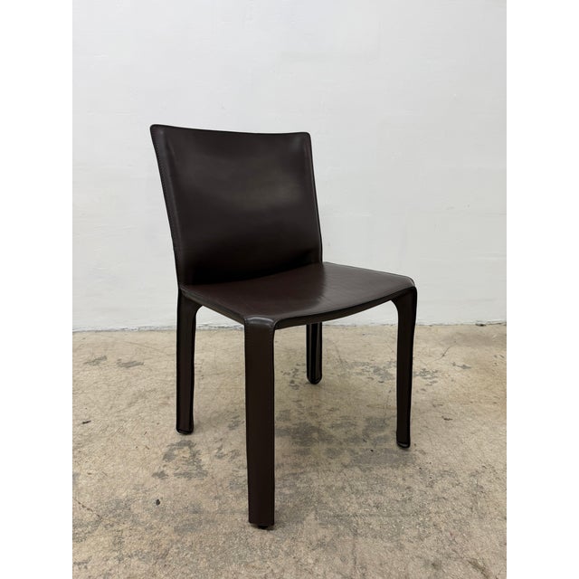 1990s Mario Bellini Cab 413 Brown Leather Dining Chairs for Cassina - Set of Six For Sale - Image 5 of 18