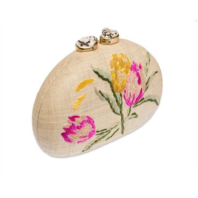 Contemporary Berna Dome Clutch in Natural / Pink For Sale - Image 3 of 4