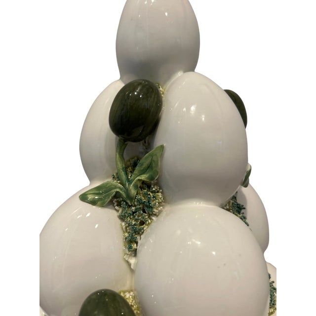 Vintage Italian Majolica Style Ceramic Egg Topiary Centerpiece For Sale - Image 6 of 10