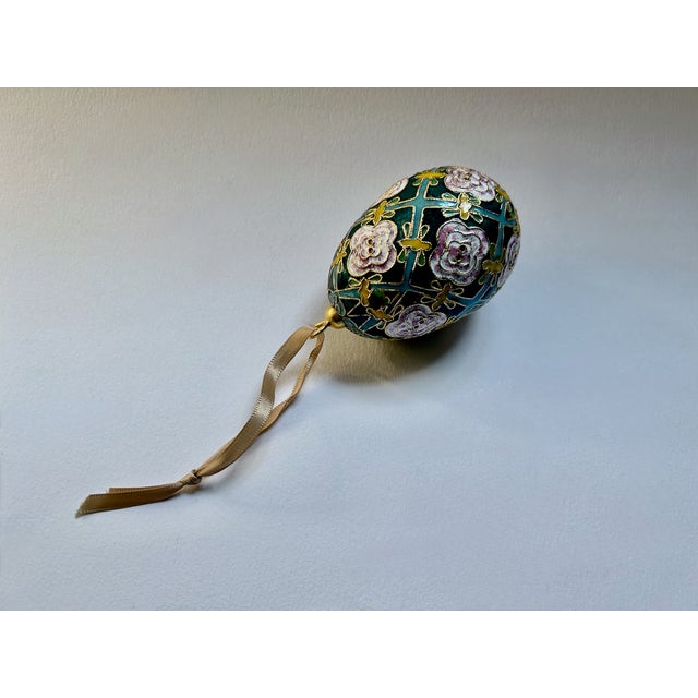 Faberge Style Cloisonne Enamel Egg Ornament, 1970's For Sale - Image 4 of 16