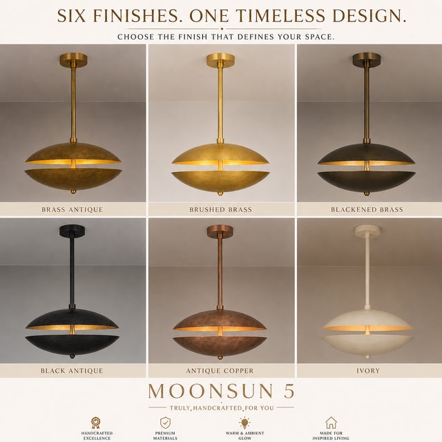 Dual Brass Disc Chandelier, Mid Century Modern Ufo Pendant Light, Handmade Brass Saucer Ceiling Light, 4-Light Dining Room Statement Fixture For Sale - Image 9 of 13