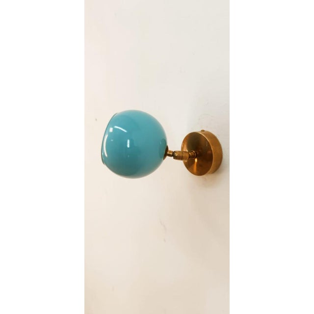 Adjustable Sconce with Blue Metal Dome For Sale - Image 12 of 16