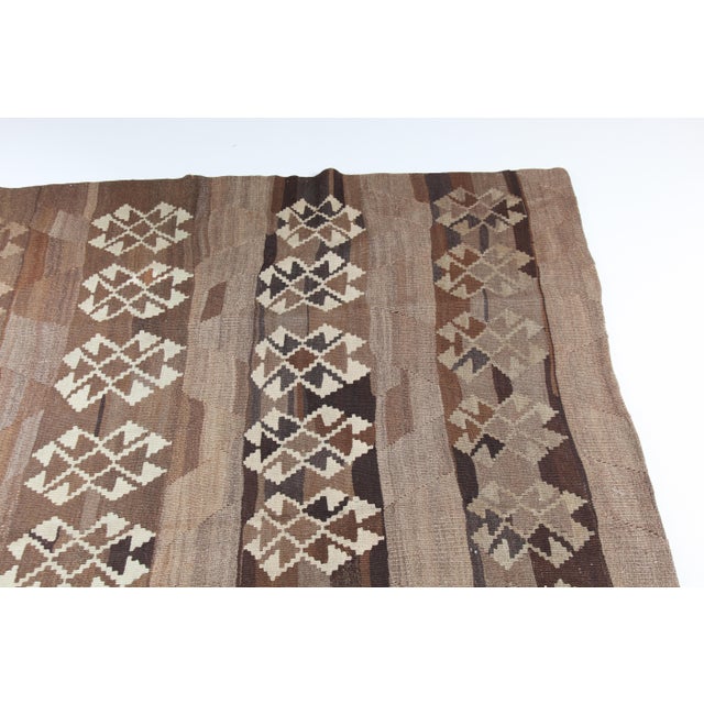 Art Deco Vintage Anatolian Flatweave Kilim in Earthy Brown Tones - 5' 11'' X 8' 7'' For Sale - Image 3 of 12