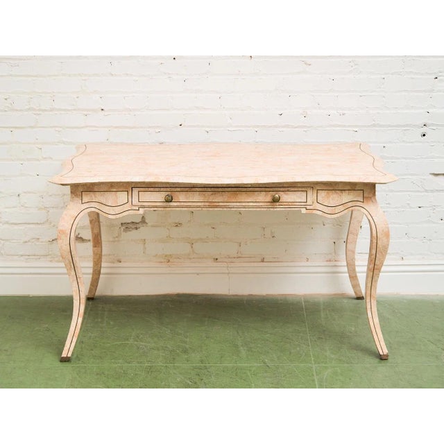 Postmodern Mid 20th Century Maitland-Smith Pink Tessellated Stone Finish Desk, Attributed For Sale - Image 3 of 12