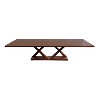 Hellman Chang Monumental High Gloss Art Deco Walnut Z Dining Table For Sale