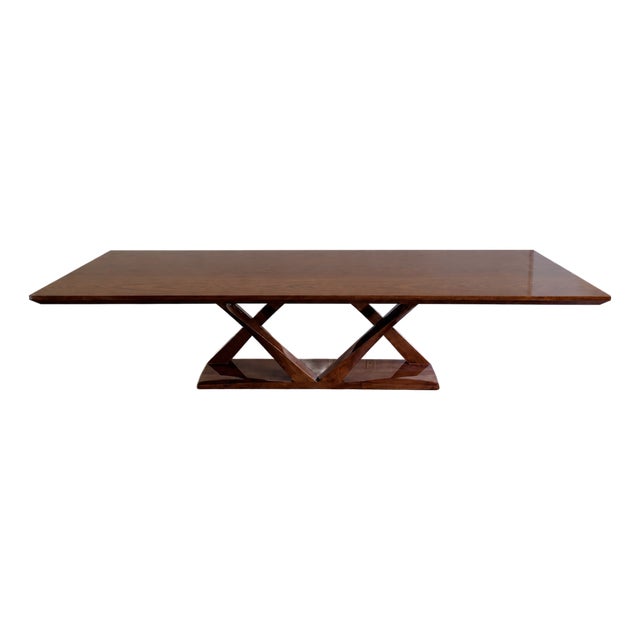 Hellman Chang Monumental High Gloss Art Deco Walnut Z Dining Table For Sale