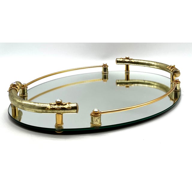 Mid-Century Modern Hollywood Regency 24k Gold-Plated Mirrored Tray from Dimart Milano, Italy, 1980s For Sale - Image 3 of 18