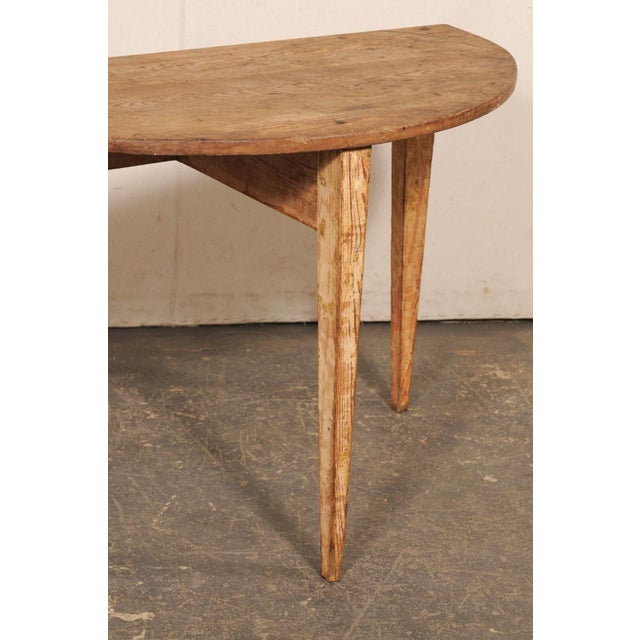 Mid-Century Modern Early 20th Century Swedish Scraped Wood Demi-Lune Table For Sale - Image 3 of 11