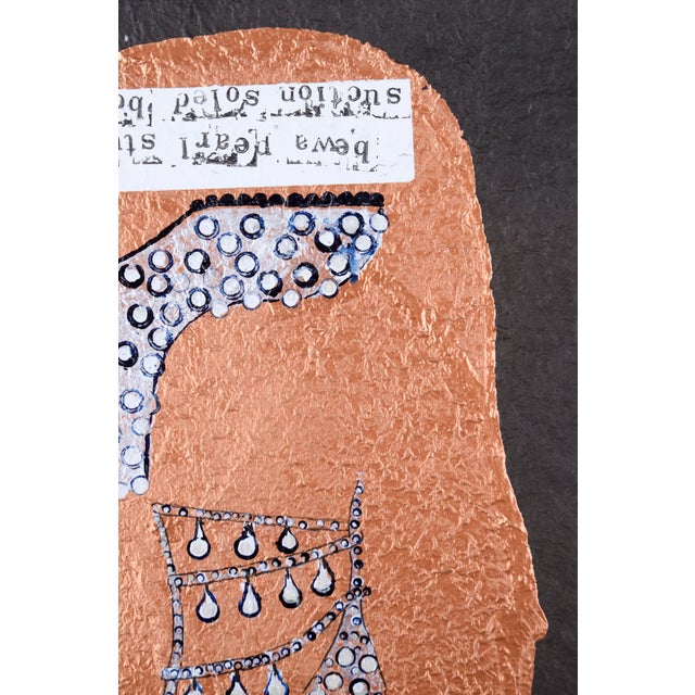 American "Pearl Studded Suction Soled Booties" - Fashion Pop Art on Handmade Paper by Marc Foster Grant For Sale - Image 3 of 4