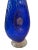 Vintage Italian Textured Cobalt Blue Gold Lion Dual Medallion Art Glass Vase For Sale - Image 4 of 8