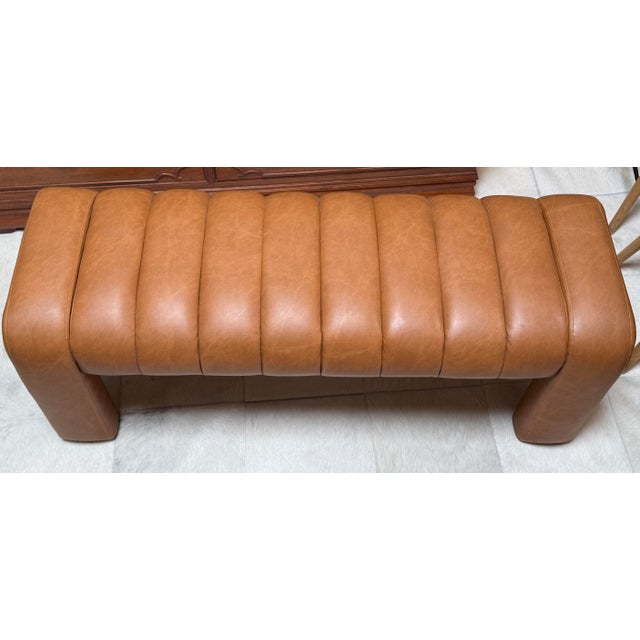 Contemporary Channel-Tufted Upholstered Bench For Sale - Image 4 of 12