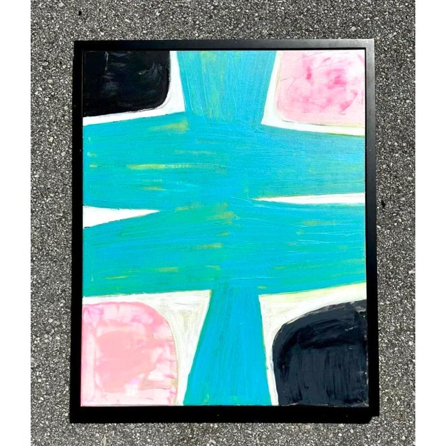 Vintage Abstract Painting on Canvas For Sale - Image 4 of 4