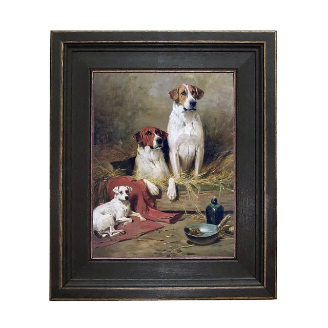 "Three Hounds" Contemporary Reproduction Print on Canvas, Framed 11.75" x 13.75" For Sale - Image 4 of 4