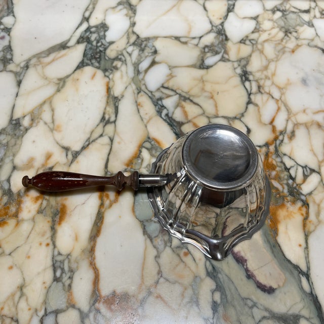 Silver Silver Plated Sauce Pot With Wooden Handle For Sale - Image 8 of 10