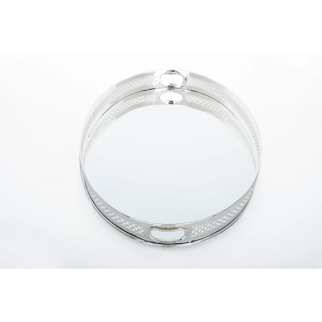 20th century large oval shape barware / tableware silver plate serving gallery tray with two side handles. The barware /...